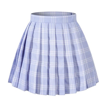High Waisted Pleated Skirt - Blue Mixed White
