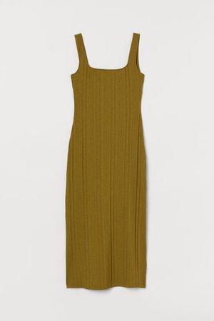 Ribbed Dress - Olive green - Ladies | H&M US