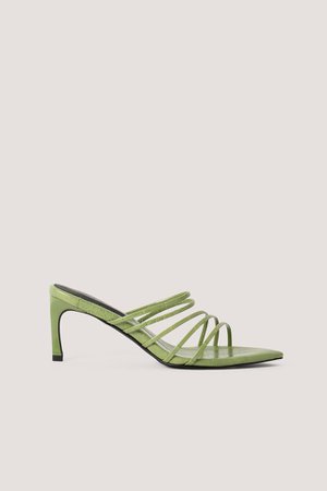 Strappy Pointy Sandals Green | na-kd.com