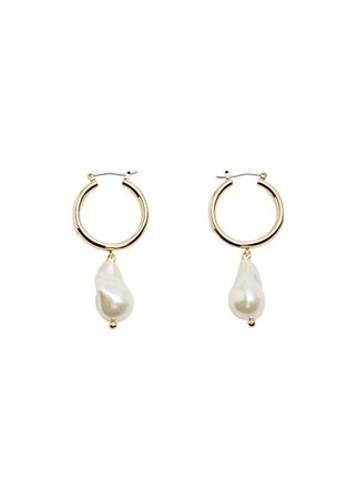 MANGO Pearl hoops earrings