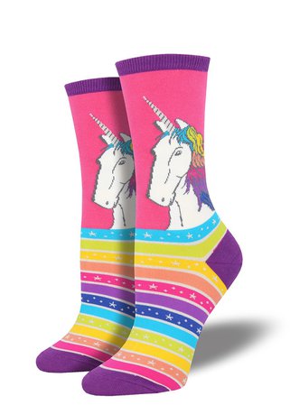 Rainbow Unicorn Socks | Colorful Rainbow-Striped Socks for Women - ModSock