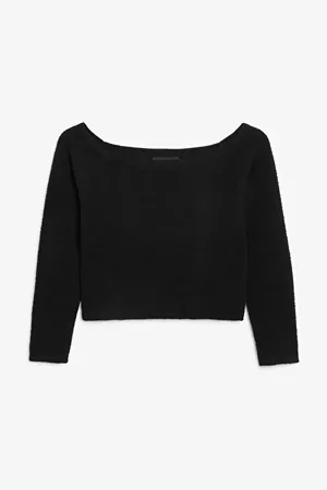Soft knit crop top - Black - Cropped tops - Monki WW