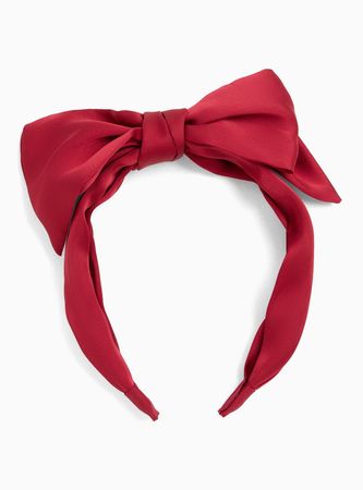 Plus Size - Red Satin Bow Headband - Torrid