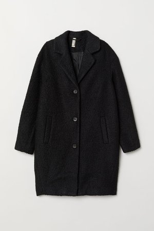 Wool-blend Bouclé Coat - Black - | H&M US