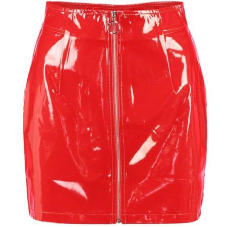 Boohoo Petite Marissa Vinyl Zip Front Mini Skirt
