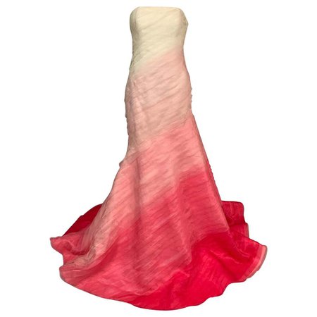 Lilly Pulitzer Silk Organza White to Shocking Pink Evening or Wedding Dress at 1stdibs