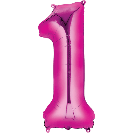 34in Bright Pink Number 1 Balloon | Party City
