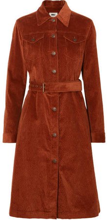 Cotton-blend Corduroy Trench Coat - Brown