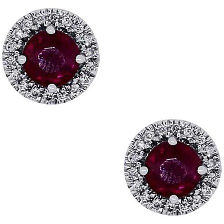 1.30 Carat Ruby Stud Earrings For Sale at 1stdibs