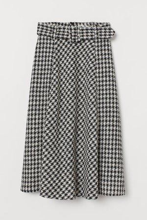 Jacquard-weave skirt - Black/Dogtooth-patterned - Ladies | H&M IN
