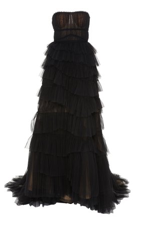 Pleated Tiered Strapless Tulle Gown by Jason Wu Collection | Moda Operandi