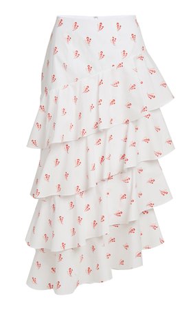 Laura Tiered Organic Cotton Midi Skirt By Markarian | Moda Operandi