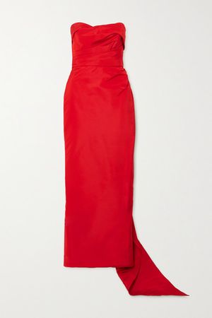 Draped Silk-faille Strapless Gown - Red