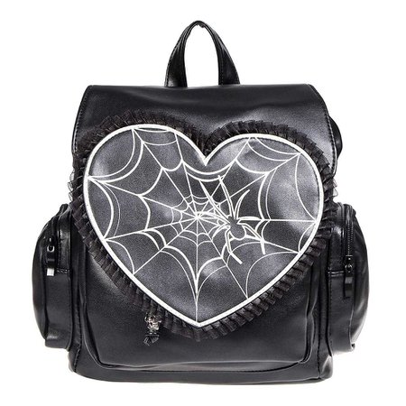 Banned Spider Black Backpack, Gothic Alternative Mini Rucksack Bag