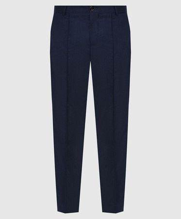 Brunello Cucinelli - Темно-синие брюки из шерсти ME226S1990 купить в Symbol