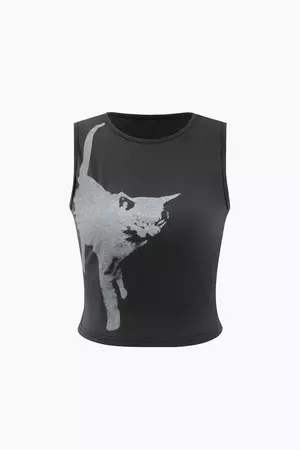 Cat Graphic Tank Top – Micas