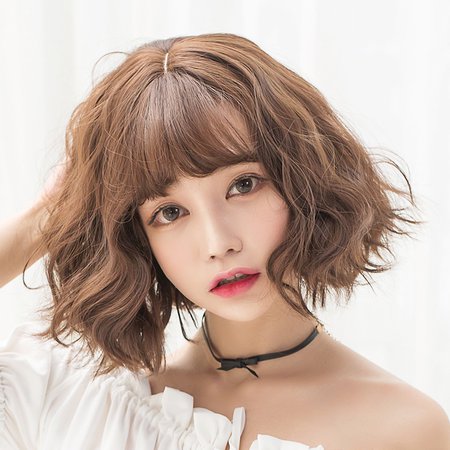 [USD 32.93] Wig female short hair fluffy face realistic natural Korean Air Bangs short curly hair bobo head wool roll - Wholesale from China online shopping | Buy asian products online from the best shoping agent - ChinaHao.com