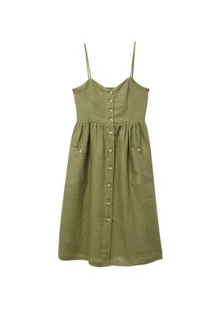MANGO Pockets linen-blend dress