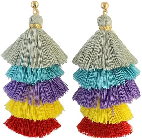 idealway New Design Colorful Woolen Thread Tassel Big Earrings Hot Sale (B): Amazon.co.uk: Jewellery