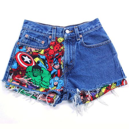 SALE Levis Vintage Cut off Jean Shorts Super Hero Patched | Etsy