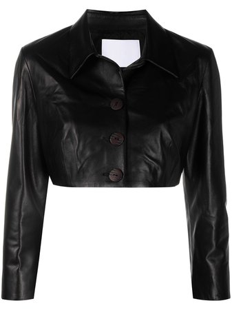 Shop black Drome cropped leather jacket with Express Delivery - Farfetch