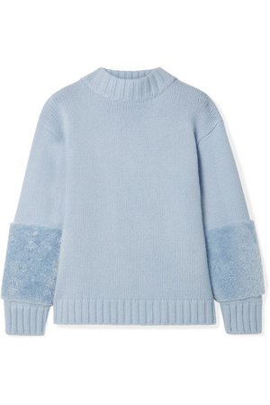 Sally LaPointe | Shearling-trimmed merino wool and cashmere-blend sweater | NET-A-PORTER.COM