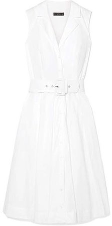 Rudbeckia Belted Cotton-poplin Dress - White