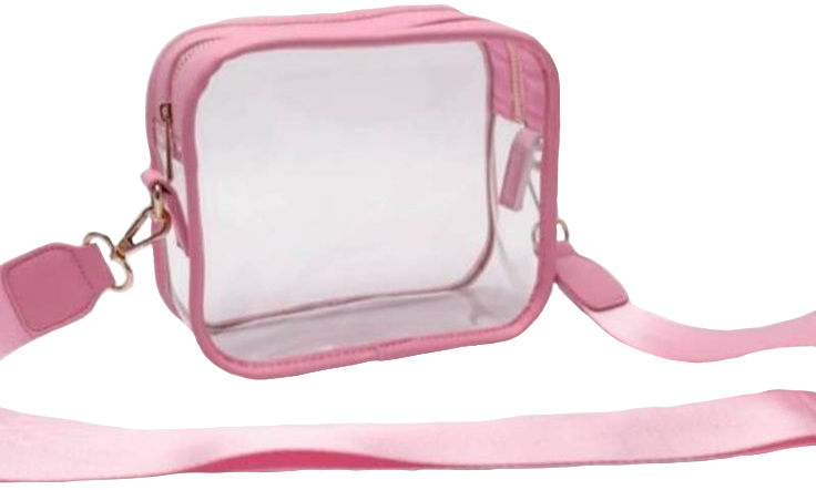 clear purse with pink outline