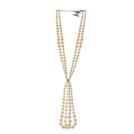 CHANEL Pearl Double Strand Necklace Gold 305452