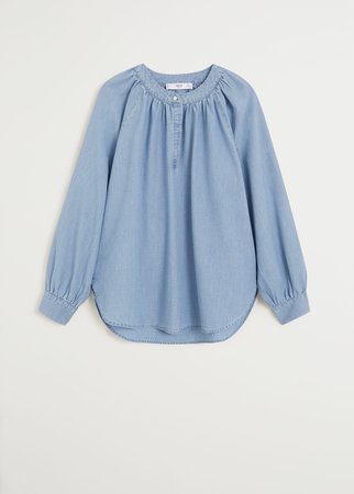 Puffed sleeves cotton blouse - Women | Mango USA