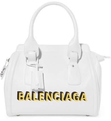 Monday Bowling S Printed Textured-leather Tote - White