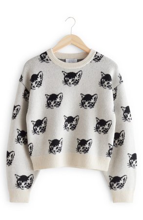& Other Stories Cat Jacquard Wool Blend Sweater | Nordstrom