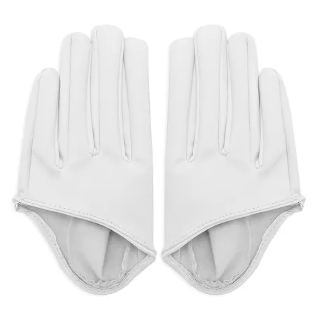 White half palm cropped leather gloves
