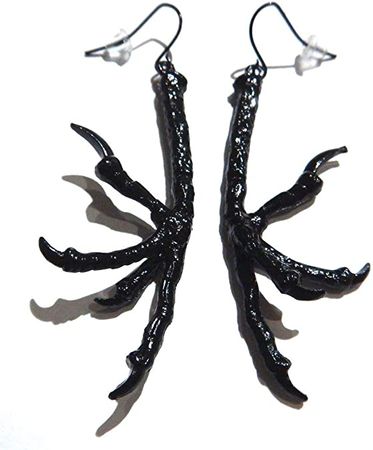 Amazon.com: BLACK BIRD FOOT EARRINGS claw talon Raven Crow feet gothic morbid vegan painted metal: Clothing, Shoes & Jewelry