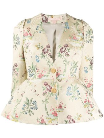 Brock Collection Floral-Jacquard Jacket BRPQ150200 Neutral | Farfetch