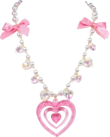 chunky pink heart necklace with bows
