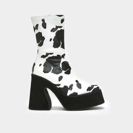Holy Cow Print Heeled Boots