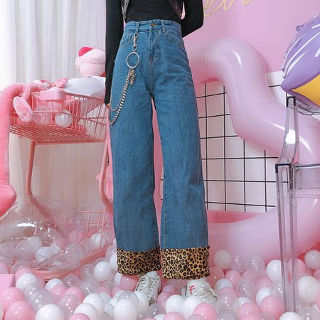Leopard-print bottom jeans – HarajukuBasics