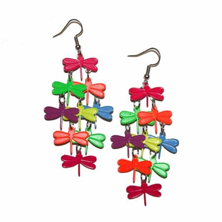 90s Inspired Neon Dragonfly Earrings Rainbow Neon Colorful - Etsy Australia