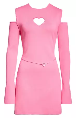 Mach & Mach Lily Heart Cutout Cold Shoulder Long Sleeve Knit Dress | Nordstrom