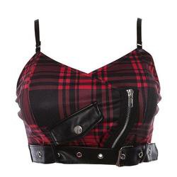 Patchwork Plaid Crop Top Punk Rock Edgy Belly Shirt | DDLG Playground