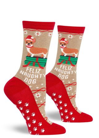 Fun Christmas Dog Socks for Women | Non-Skid Slipper Socks With Dogs - ModSock