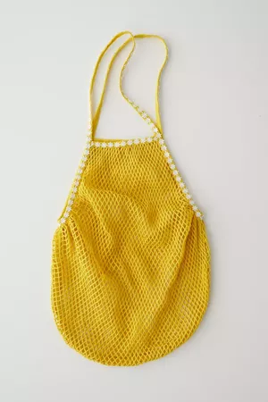 Yellow Daisy Trim Market Bag
