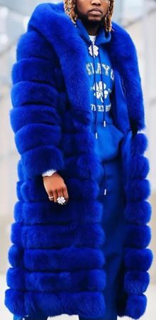 Blue Fur Trenchcoat
