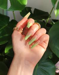 green french tip nails long - Google Search
