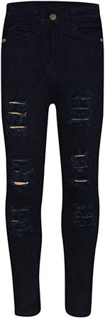 Amazon.com: A2Z Kids Girls Skinny Jeans Denim Ripped Fashion Stretchy Jet Black Pants Jeggings: Clothing