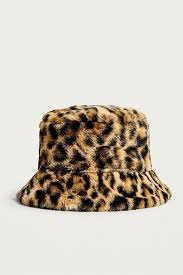 leopard print bucket hat fur