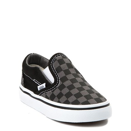 Vans Slip On Checkerboard Skate Shoe - Baby / Toddler - Black / Gray | Journeys