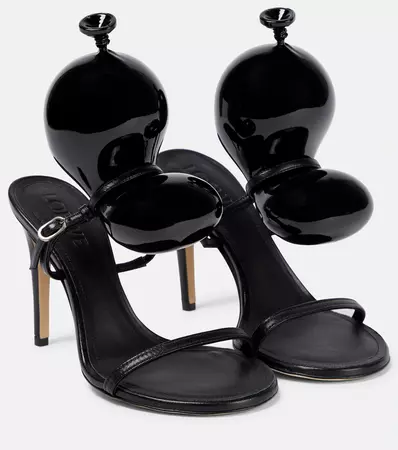 3 D Balloon Leather Sandals in Black - Loewe | Mytheresa