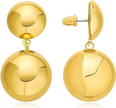 Amazon.com: Gold Ball Dangle Drop Earrings for Women Round Spheres Dangle Earrings: Clothing, Shoes & Jewelry